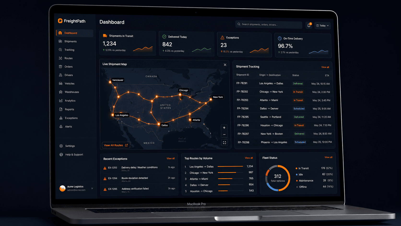 FreightPath Logistics project mockup