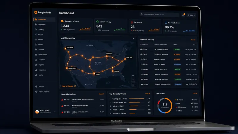 FreightPath Logistics project mockup