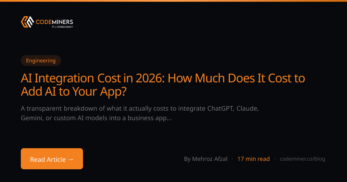 AI Integration Cost in 2026: How Much Does It Cost to Add AI to Your App?